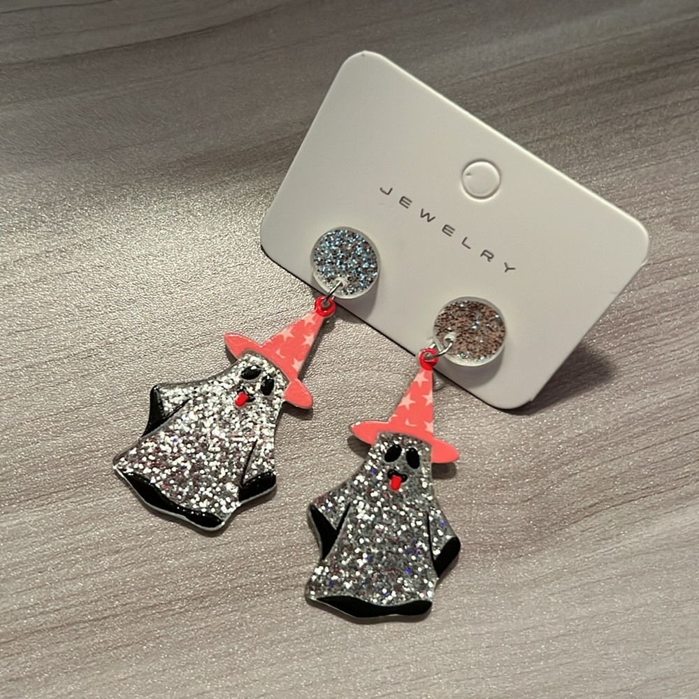Halloween Silly Witch Ghost Earrings